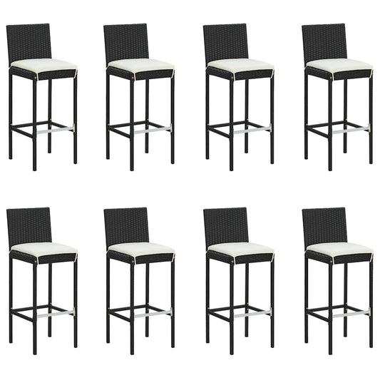 9 Piece Garden Bar Set with Cushions Poly Rattan Black 9 Piece Garden Bar Set with Cushions Poly Rattan Black