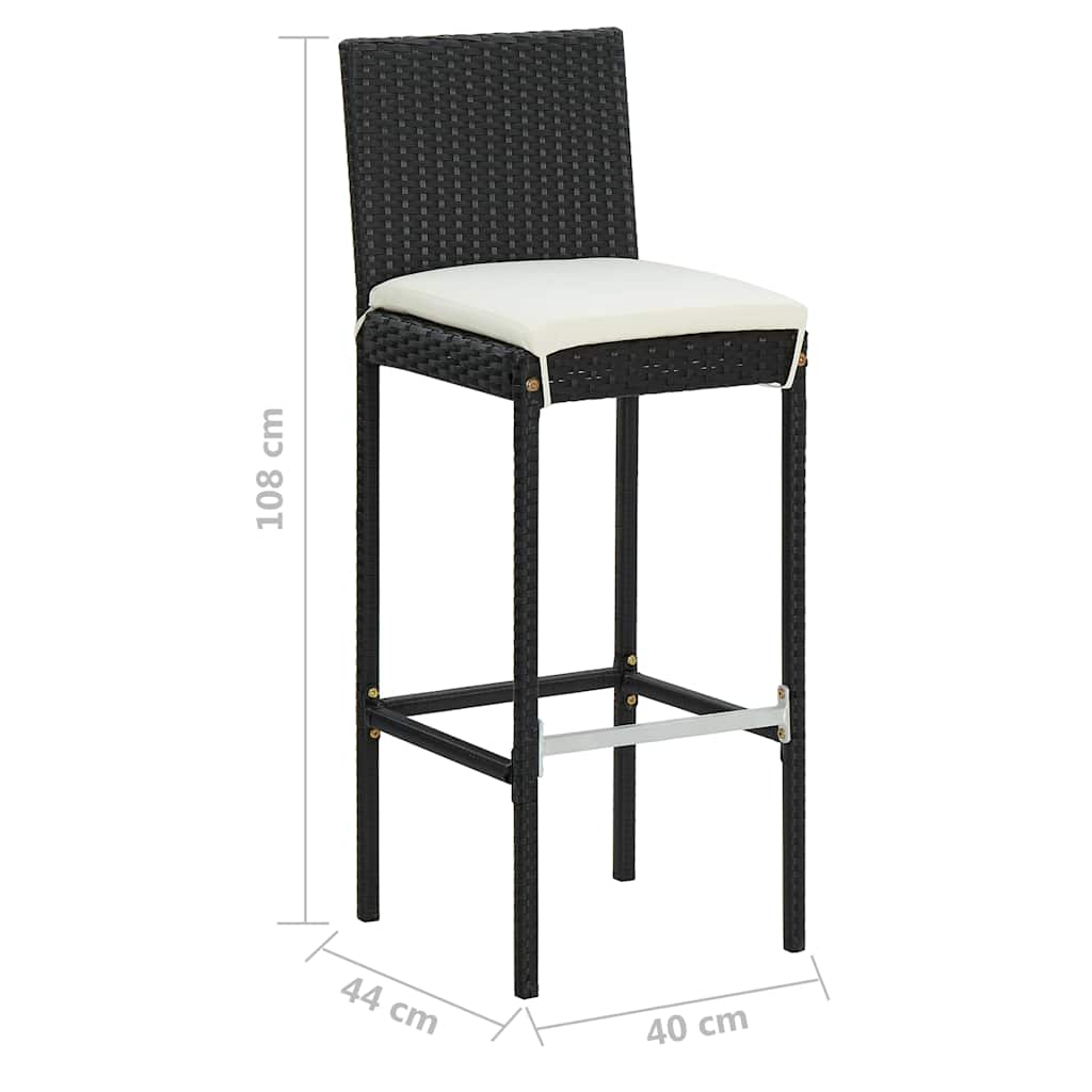 9 Piece Garden Bar Set with Cushions Poly Rattan Black