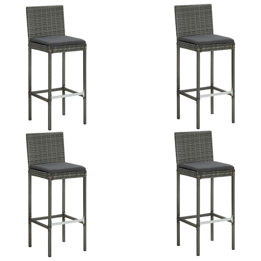 5 Piece Garden Bar Set with Cushions Poly Rattan Grey 5 Piece Garden Bar Set with Cushions Poly Rattan Grey