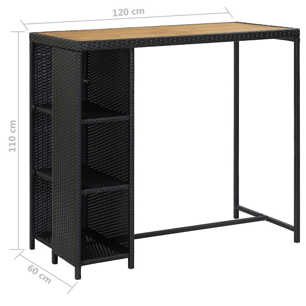 5 Piece Garden Bar Set with Cushions Poly Rattan Black
