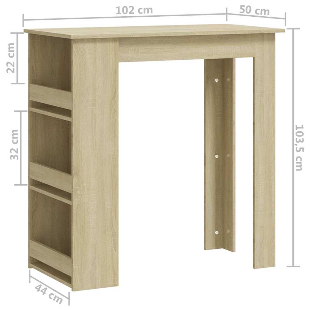 Bar Table with Storage Rack Sonoma Oak 102x50x103.5cm