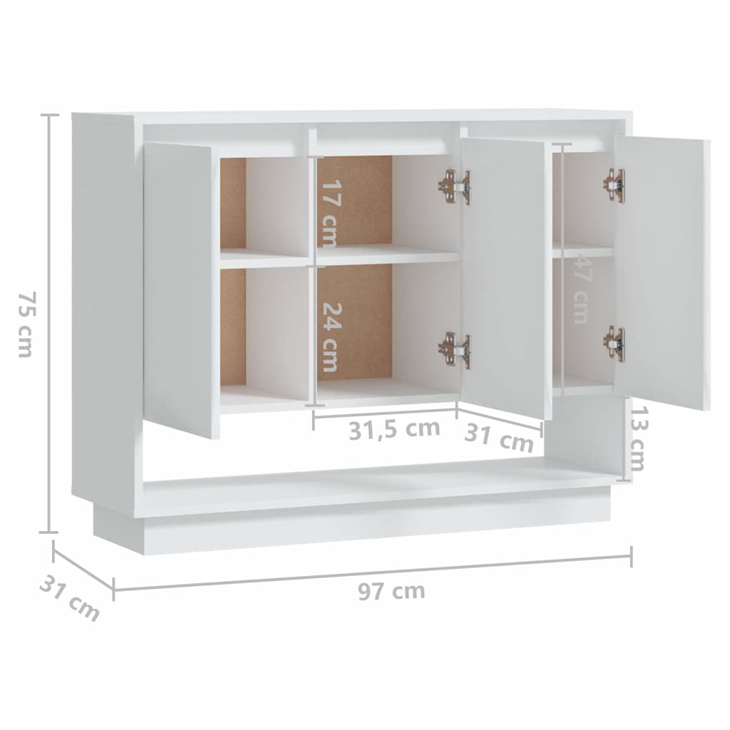 809530 vidaXL Sideboard White 97x31x75 cm Engineered Wood