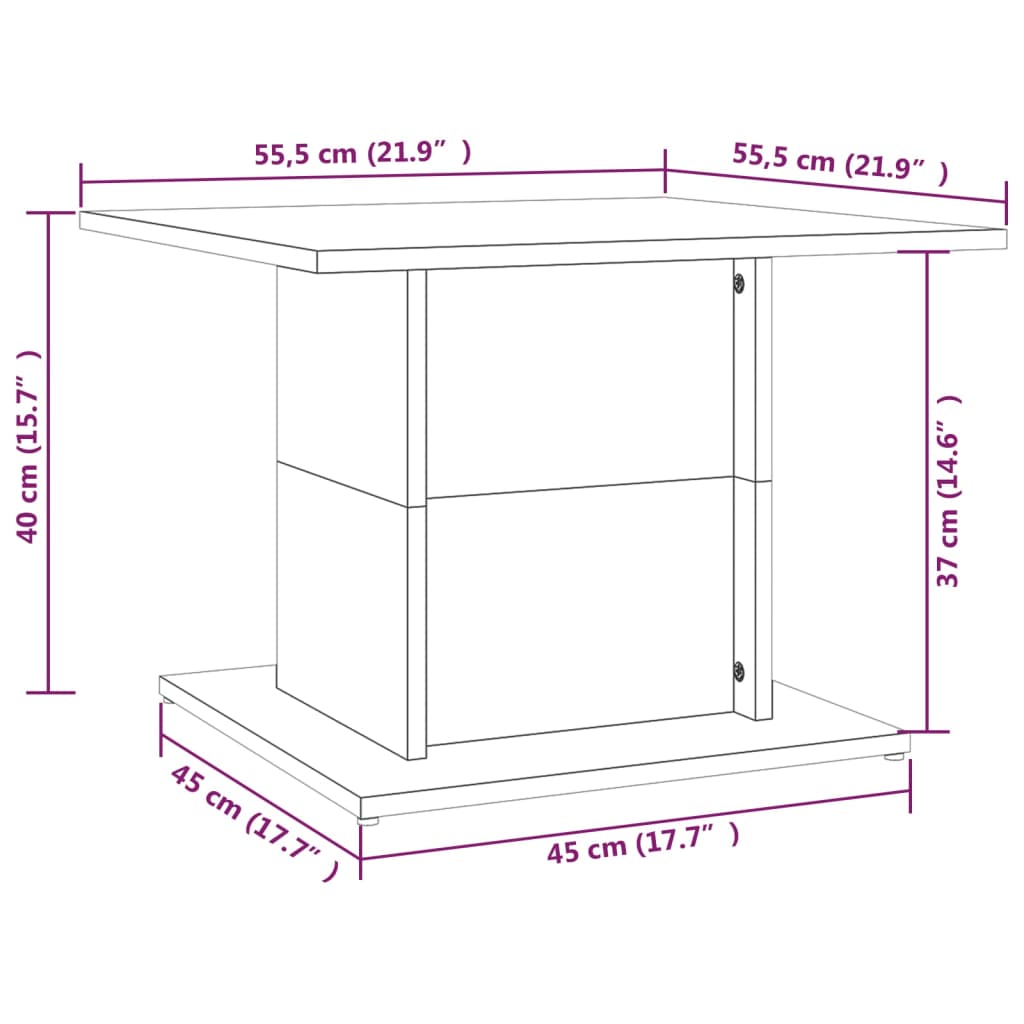 Coffee Table Concrete Grey 55,5x55,5x40 cm Engineered Wood
