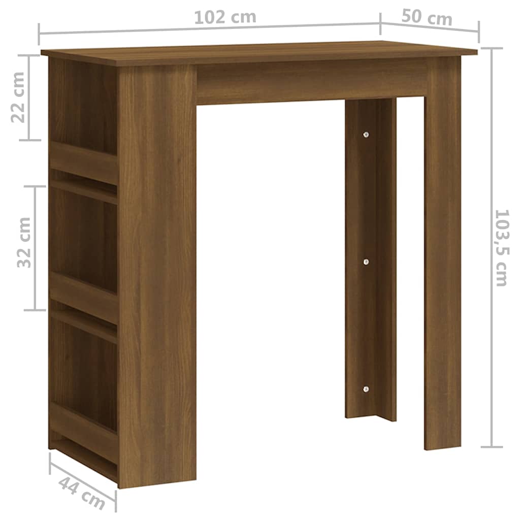 Bar Table with Storage Rack Brown Oak 102x50x103,5 cm Engineered Wood