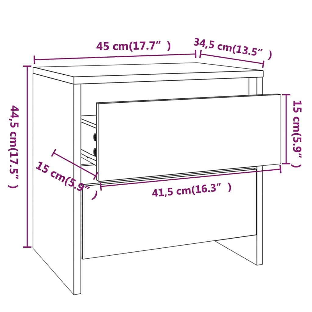 Bedside Cabinets 2 pcs Grey Sonoma 45x34,5x44,5 cm Engineered Wood