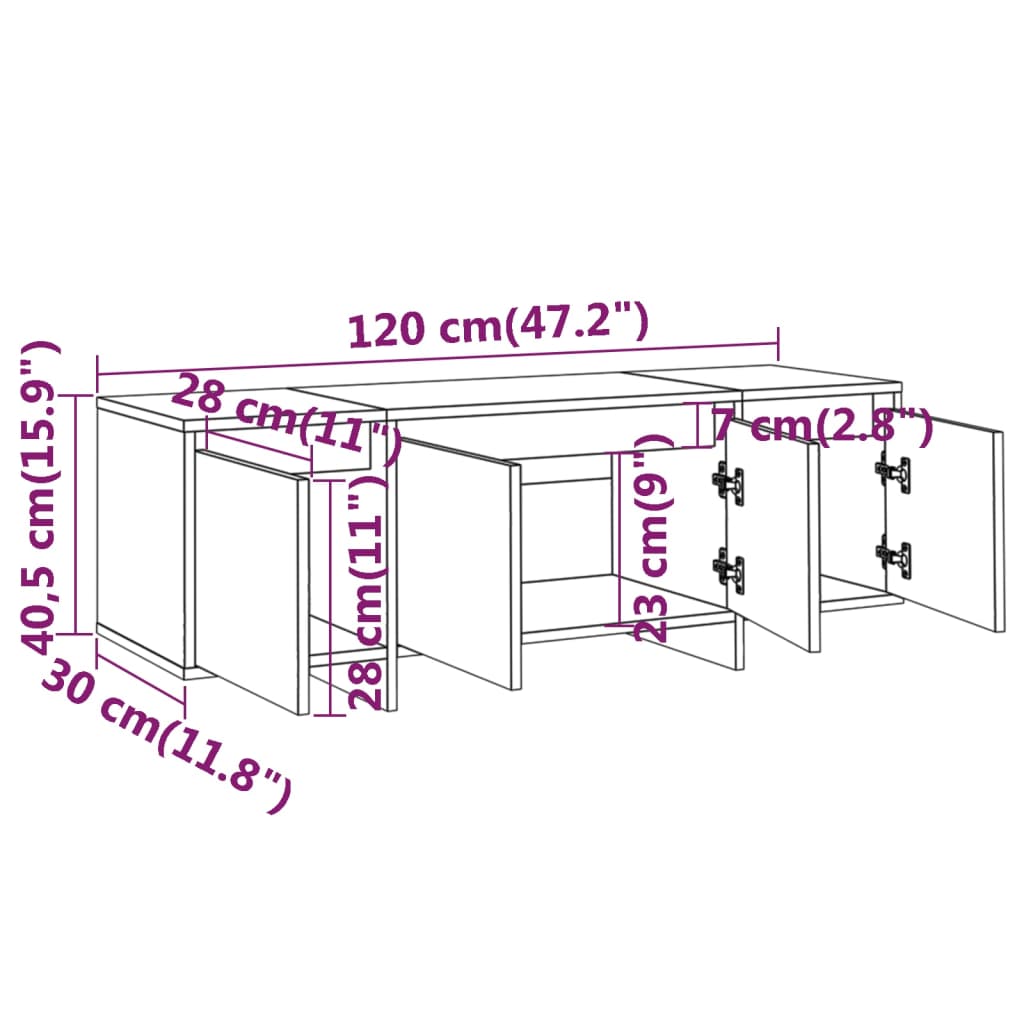 TV Cabinet Grey Sonoma 120x30x40,5 cm Engineered Wood