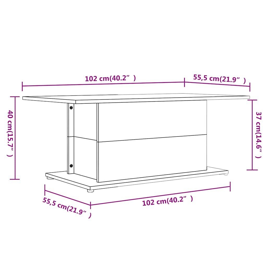 813092 vidaXL Coffee Table Smoked Oak 102x55,5x40 cm Engineered Wood
