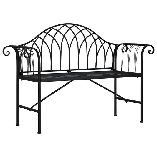 2-Seater Garden Bench 128 cm Black Steel 2-Seater Garden Bench 128 cm Black Steel