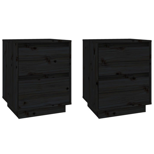 Bedside Cabinets 2 pcs Black 40x35x50 cm Solid Wood Pine Bedside Cabinets 2 pcs Black 40x35x50 cm Solid Wood Pine