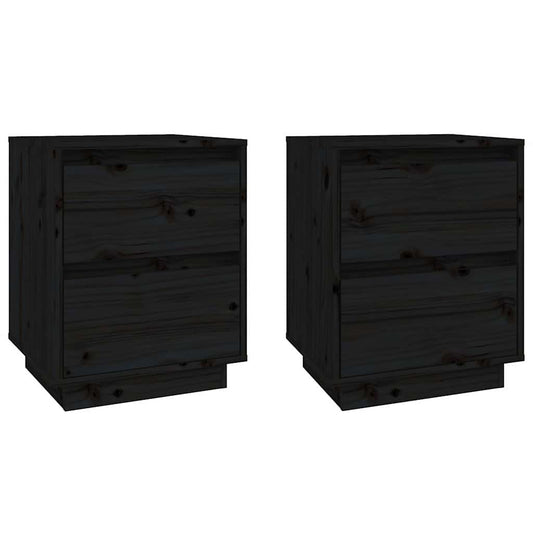 Bedside Cabinets 2 pcs Black 40x35x50 cm Solid Wood Pine Bedside Cabinets 2 pcs Black 40x35x50 cm Solid Wood Pine