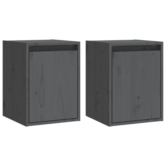 Wall Cabinets 2 pcs Grey 30x30x40 cm Solid Wood Pine Wall Cabinets 2 pcs Grey 30x30x40 cm Solid Wood Pine