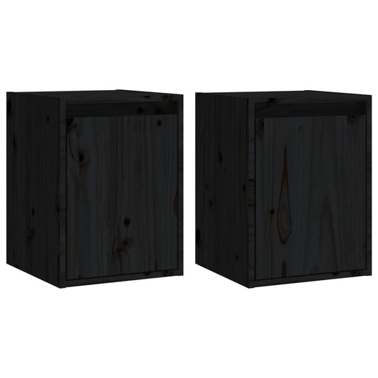 Wall Cabinets 2 pcs Black 30x30x40 cm Solid Wood Pine Wall Cabinets 2 pcs Black 30x30x40 cm Solid Wood Pine