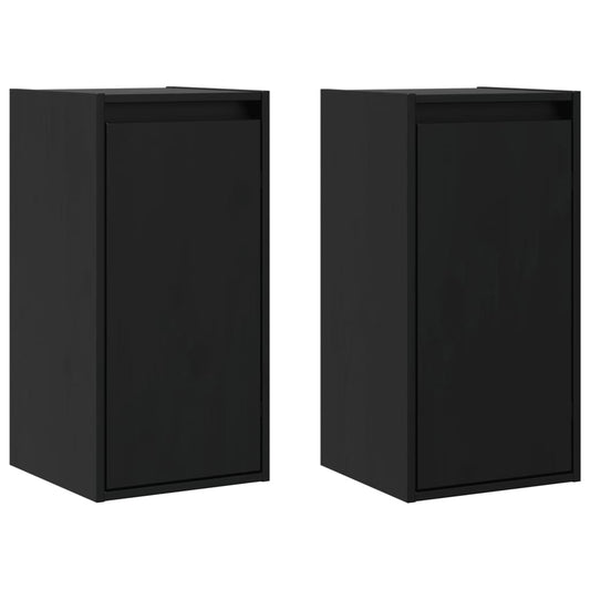 Wall Cabinets 2 pcs Black 30x30x60 cm Solid Wood Pine Wall Cabinets 2 pcs Black 30x30x60 cm Solid Wood Pine