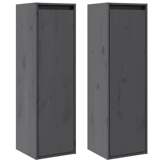 Wall Cabinets 2 pcs Grey 30x30x100 cm Solid Pinewood Wall Cabinets 2 pcs Grey 30x30x100 cm Solid Pinewood