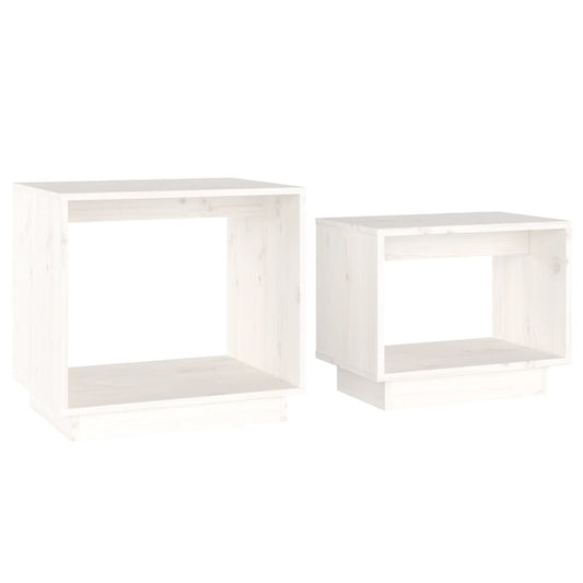 Nesting Coffee Tables 2 pcs White Solid Wood Pine Nesting Coffee Tables 2 pcs White Solid Wood Pine