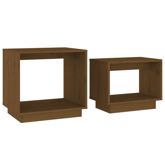 Nesting Coffee Tables 2 pcs Honey Brown Solid Wood Pine Nesting Coffee Tables 2 pcs Honey Brown Solid Wood Pine