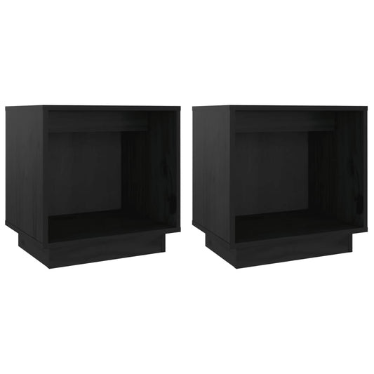 Bedside Cabinets 2 pcs Black 40x30x40 cm Solid Wood Pine Bedside Cabinets 2 pcs Black 40x30x40 cm Solid Wood Pine