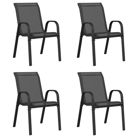Stackable Garden Chairs 4 pcs Black Textilene Fabric Stackable Garden Chairs 4 pcs Black Textilene Fabric