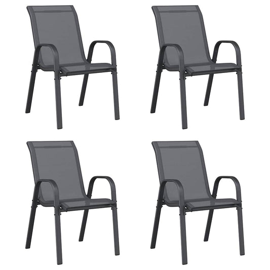 Stackable Garden Chair | Set of 4 | Grey | Powder-coated steel Stackable Garden Chair | Set of 4 | Grey | Powder-coated steel