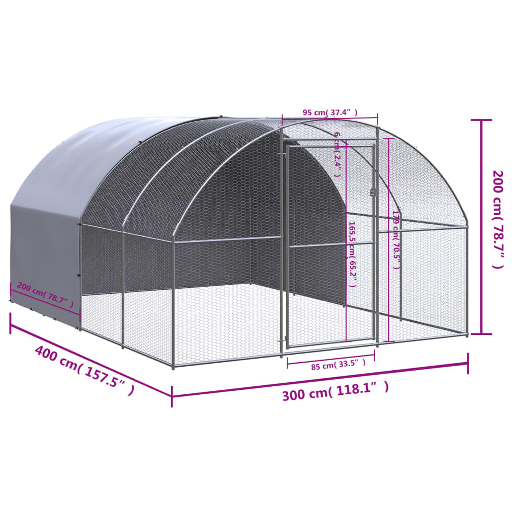 Chicken Coop | Silver | Galvanised Steel | Large | Durable | Chicken Coop