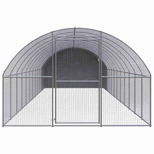 Outdoor Chicken Coop 3x12x2 m Galvanised Steel Outdoor Chicken Coop 3x12x2 m Galvanised Steel