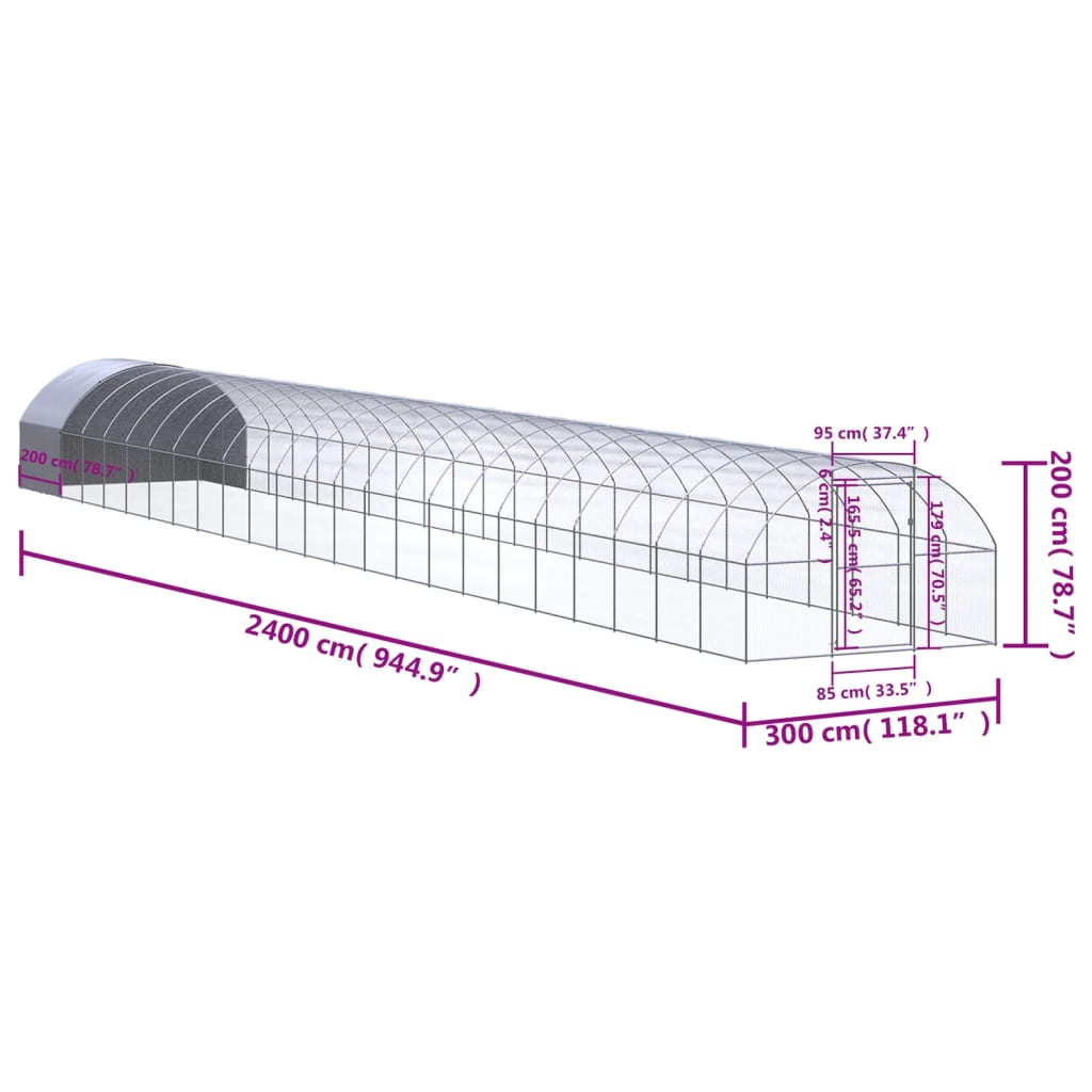 Chicken Coop | Silver and silver grey | Galvanised steel, Polyethylene