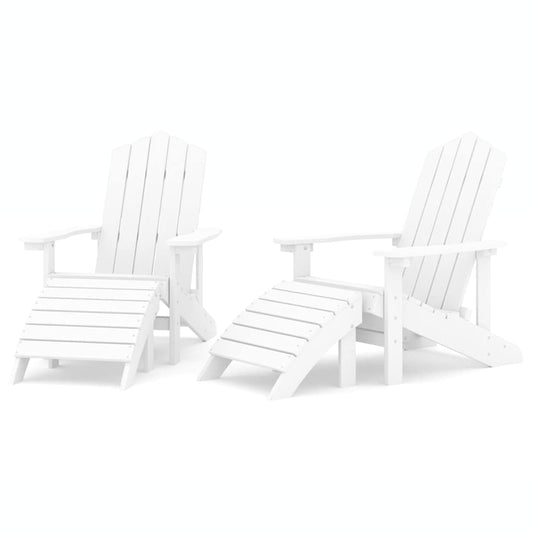 Garden Adirondack Chairs 2 pcs with Footstools HDPE White Garden Adirondack Chairs 2 pcs with Footstools HDPE White