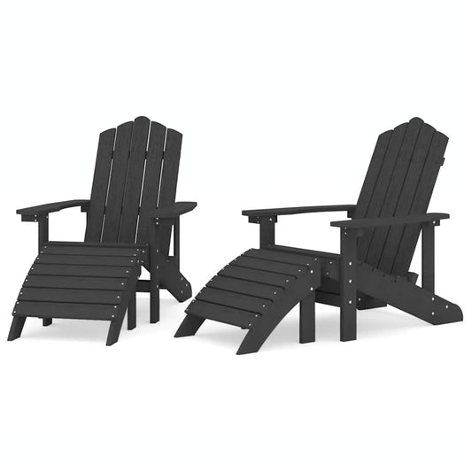 Garden Adirondack Chairs 2 pcs with Footstools HDPE Anthracite Garden Adirondack Chairs 2 pcs with Footstools HDPE Anthracite