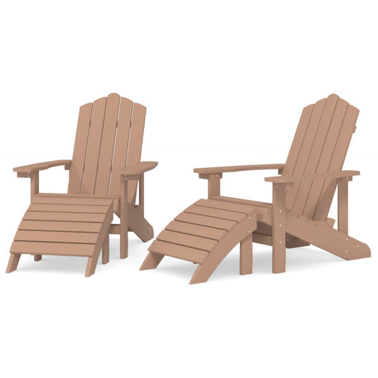 Garden Adirondack Chairs 2 pcs with Footstools HDPE Brown Garden Adirondack Chairs 2 pcs with Footstools HDPE Brown
