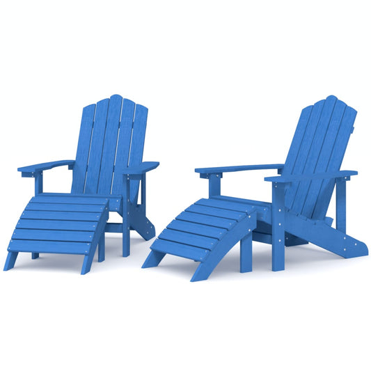 Garden Adirondack Chairs 2 pcs with Footstools HDPE Aqua Blue Garden Adirondack Chairs 2 pcs with Footstools HDPE Aqua Blue