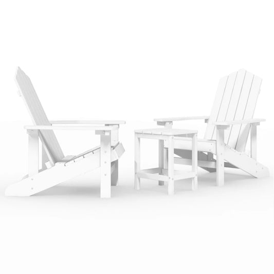 Garden Adirondack Chairs with Table HDPE White Garden Adirondack Chairs with Table HDPE White