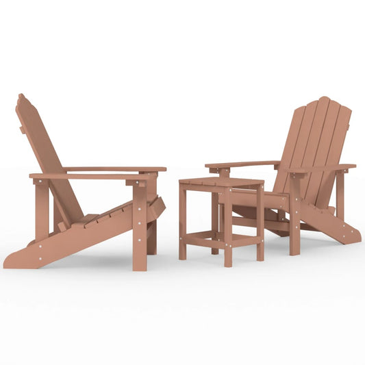 Garden Adirondack Chairs with Table HDPE Brown Garden Adirondack Chairs with Table HDPE Brown