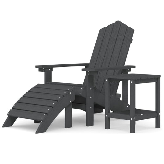 Garden Adirondack Chair with Footstool & Table HDPE Anthracite Garden Adirondack Chair with Footstool & Table HDPE Anthracite