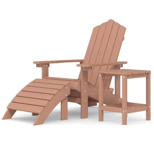 Garden Adirondack Chair with Footstool & Table HDPE Brown Garden Adirondack Chair with Footstool & Table HDPE Brown