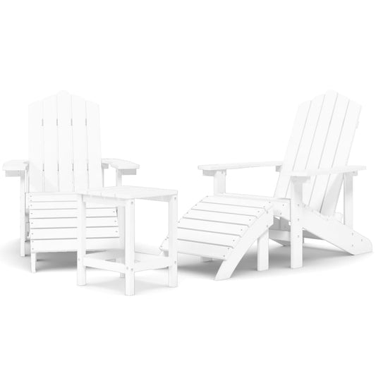 Garden Adirondack Chairs with Footstool & Table HDPE White Garden Adirondack Chairs with Footstool & Table HDPE White