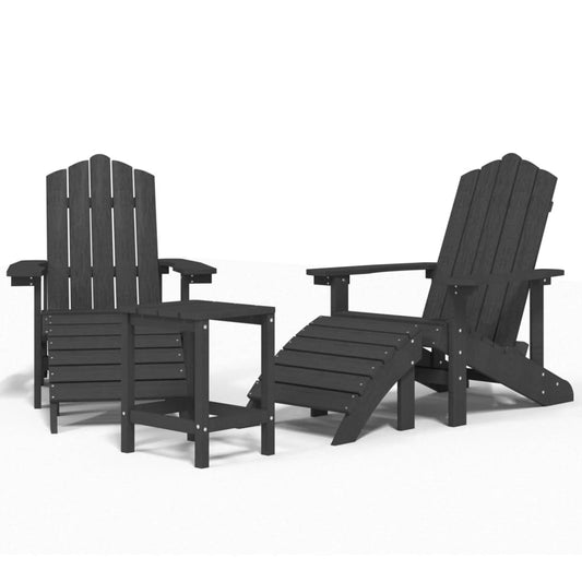 Garden Adirondack Chairs with Footstool & Table HDPE Anthracite Garden Adirondack Chairs with Footstool & Table HDPE Anthracite