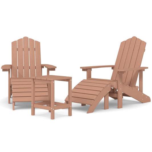 Garden Adirondack Chairs with Footstool & Table HDPE Brown Garden Adirondack Chairs with Footstool & Table HDPE Brown