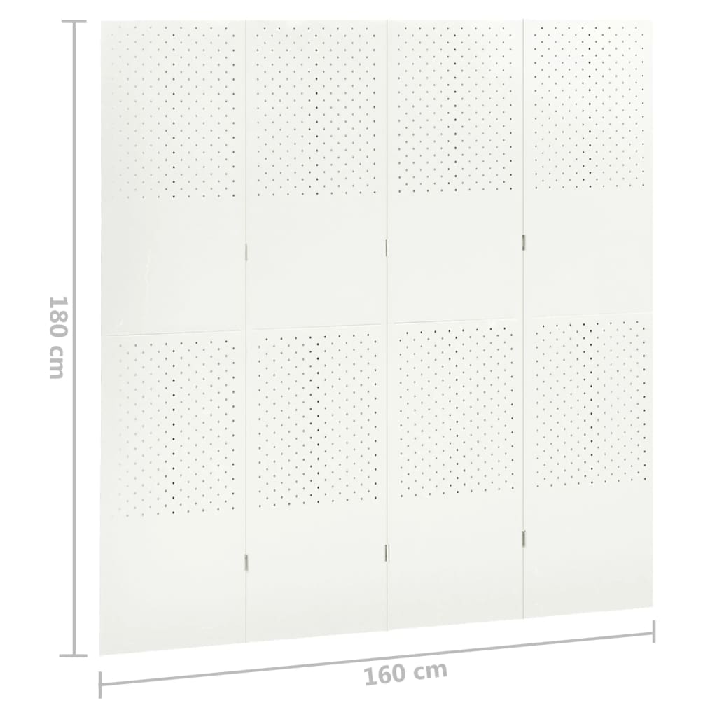 4-Panel Room Dividers 2 pcs White 160x180 cm Steel