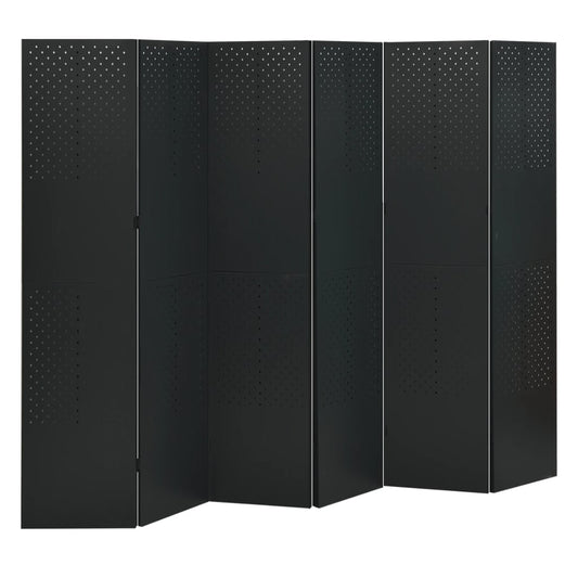 6-Panel Room Dividers 2 pcs Black 240x180 cm Steel 6-Panel Room Dividers 2 pcs Black 240x180 cm Steel