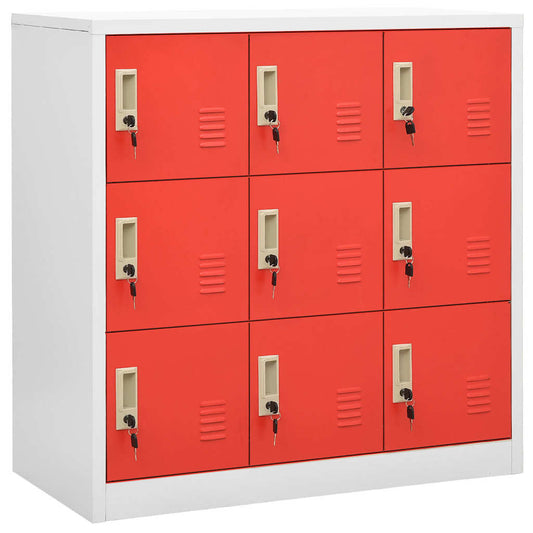 Locker Cabinets 2 pcs Light Grey and Red 90x45x92,5 cm Steel Locker Cabinets 2 pcs Light Grey and Red 90x45x92,5 cm Steel