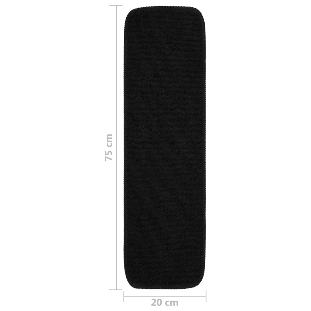 Stair Mat | Set of 15 | Black | 100% Polypropylene | 20 x 75 cm