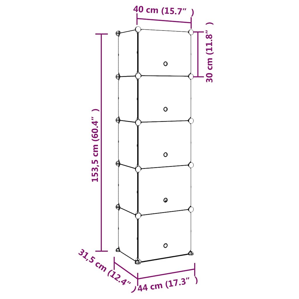 Shoe Rack | Transparent | PP Plastic, Steel | 153.5 cm height | Stackable