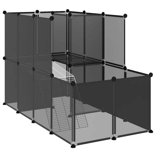 Small Animal Cage Black 142x74x93 cm PP and Steel Small Animal Cage Black 142x74x93 cm PP and Steel