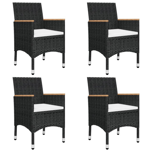 5 Piece Garden Dining Set with Cushions Black 5 Piece Garden Dining Set with Cushions Black