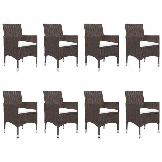 9 Piece Garden Dining Set with Cushions Brown 9 Piece Garden Dining Set with Cushions Brown