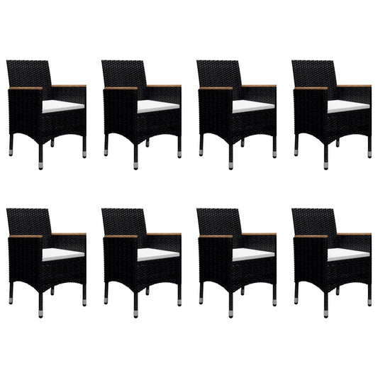 9 Piece Garden Dining Set with Cushions Black 9 Piece Garden Dining Set with Cushions Black