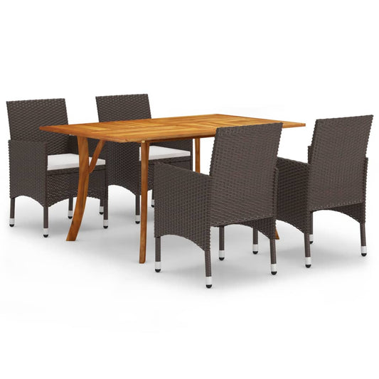 5 Piece Garden Dining Set with Cushions Poly Rattan Brown 5 Piece Garden Dining Set with Cushions Poly Rattan Brown