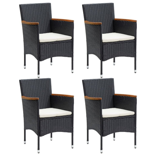 5 Piece Garden Dining Set with Cushions Black 5 Piece Garden Dining Set with Cushions Black