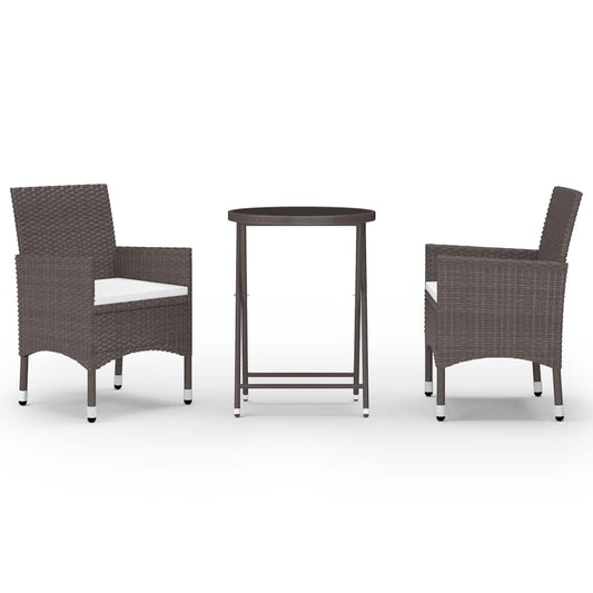 3 Piece Garden Bistro Set Poly Rattan and Tempered Glass Brown 3 Piece Garden Bistro Set Poly Rattan and Tempered Glass Brown