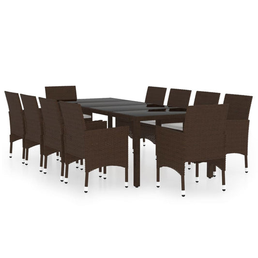 11 Piece Garden Dining Set Poly Rattan Brown 11 Piece Garden Dining Set Poly Rattan Brown